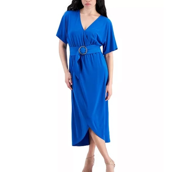 I.N.C. INTERNATIONAL CONCEPTS | Belted Faux-Wrap Midi Dress, Created for Macy’s - Picture 1 of 8